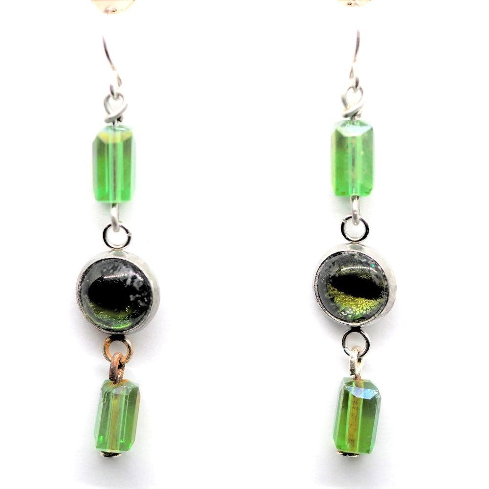 Green Snake Eye Earrings